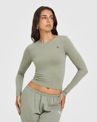 Cotton Icon Long Sleeve Top | Soft Sage Green