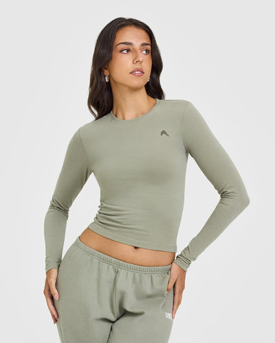 Cotton Icon Long Sleeve Top | Soft Sage Green