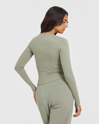 Cotton Icon Long Sleeve Top | Soft Sage Green