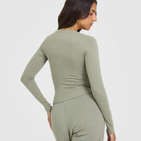 Cotton Icon Long Sleeve Top | Soft Sage Green