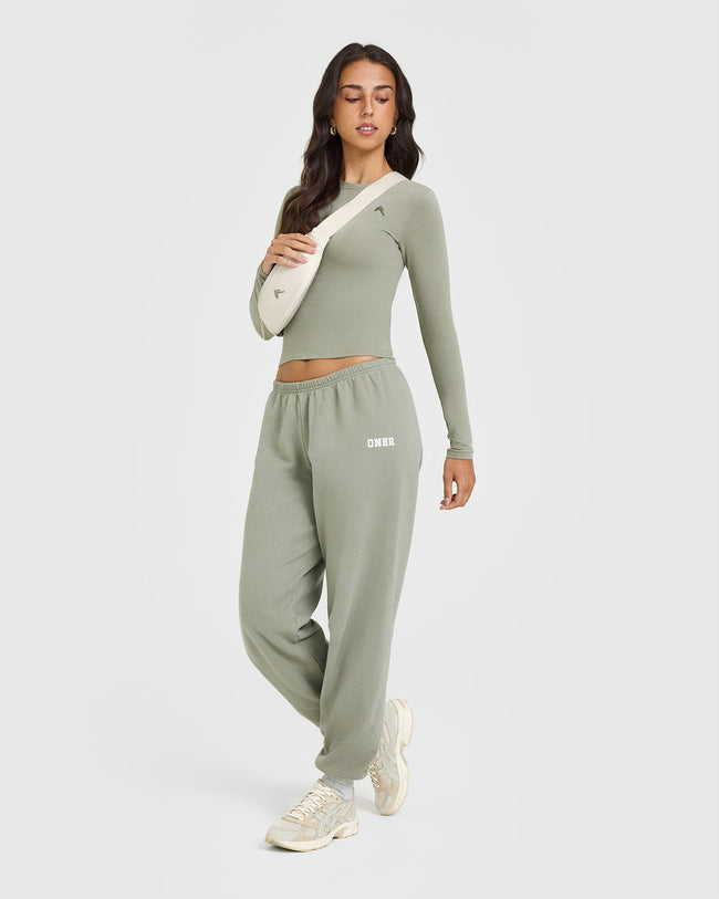 Cotton Icon Long Sleeve Top | Soft Sage Green