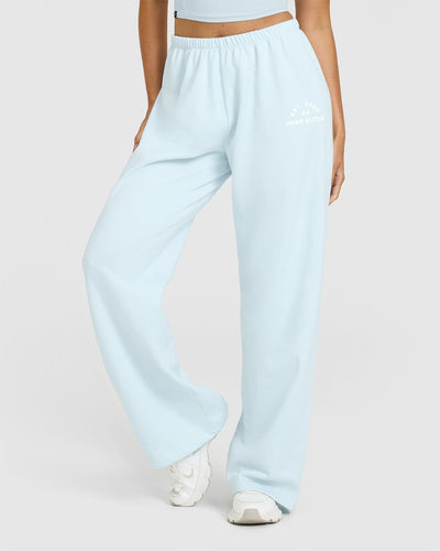 Lightweight Straight Leg Joggers with Graphic | Cloud Blue