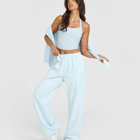 Lightweight Straight Leg Joggers with Graphic | Cloud Blue