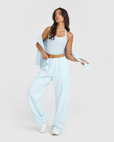 Lightweight Straight Leg Joggers with Graphic | Cloud Blue