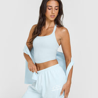 Lightweight Straight Leg Joggers with Graphic | Cloud Blue