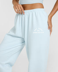 Lightweight Straight Leg Joggers with Graphic | Cloud Blue