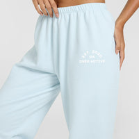 Lightweight Straight Leg Joggers with Graphic | Cloud Blue