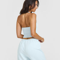 Mellow™ Rib Halter Neck Mid Vest with Built in Bra Shelf | Cloud Blue