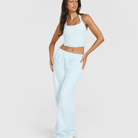 Mellow™ Rib Halter Neck Mid Vest with Built in Bra Shelf | Cloud Blue