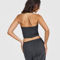 Mellow™ Rib Halter Neck Mid Vest with Built in Bra Shelf | Coal