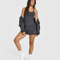 Mellowâ„¢ Rib Halter Neck Vest with Built in Bra Shelf | Coal