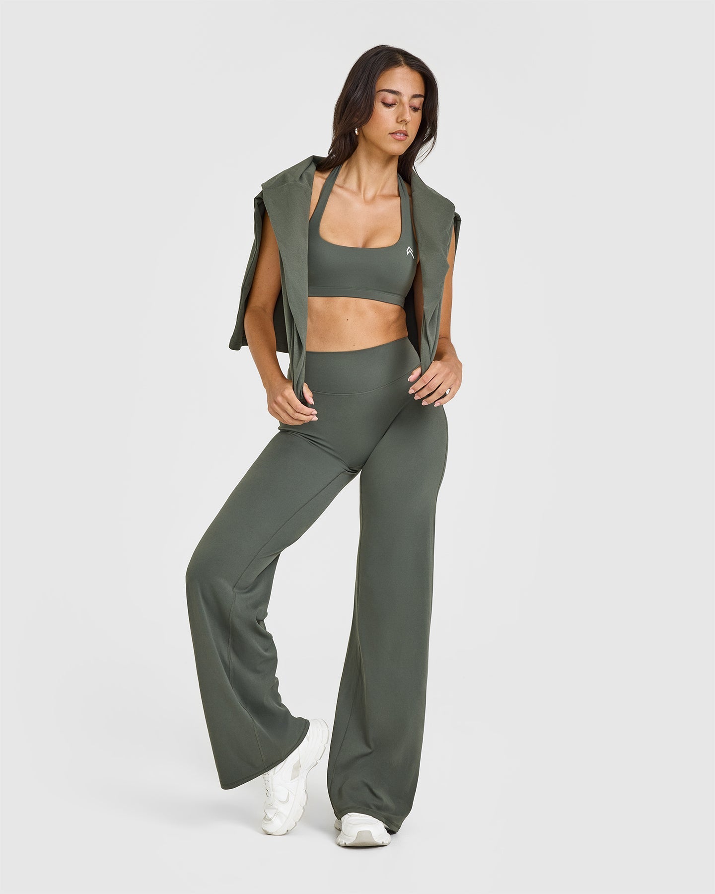 SoftMotion™ Straight Leg Bottoms with White Logo | Dark Khaki