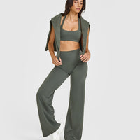 SoftMotion™ Straight Leg Bottoms with White Logo | Dark Khaki