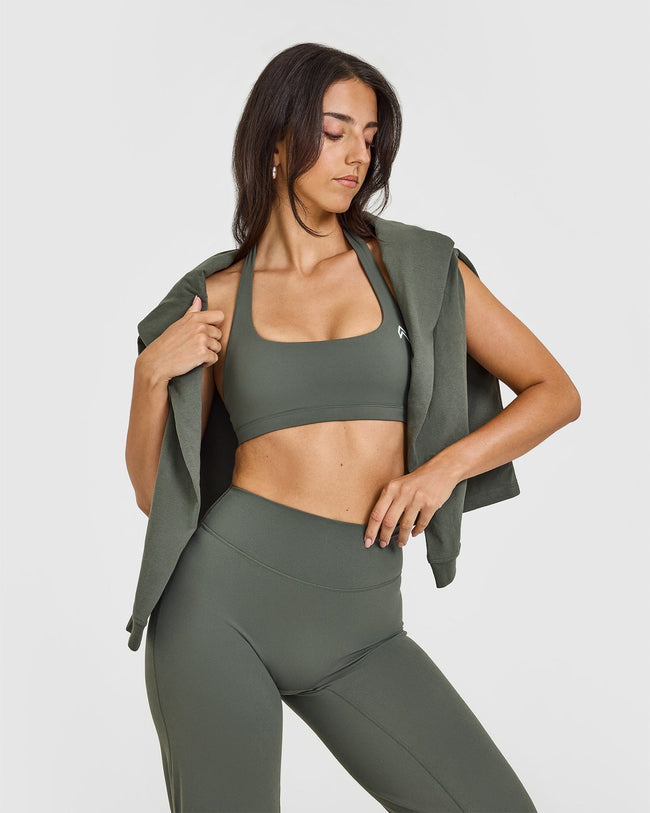 SoftMotion™ Straight Leg Bottoms with White Logo | Dark Khaki