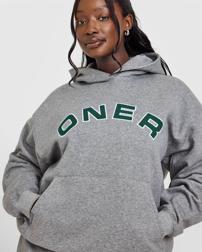 Foundations Oversized Graphic Hoodie | Charcoal Marl