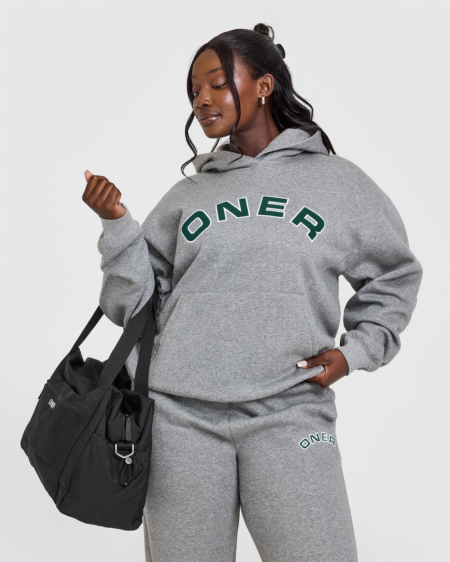 Foundations Oversized Graphic Hoodie | Charcoal Marl