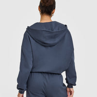 Lightweight Zip Through Hoodie With Oner Logo | True Blue
