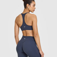 SoftMotion™ Sports Bra with White Logo | True Blue