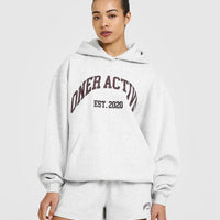 Foundations Oversized Hoodie With Large Printed Graphic | Light Grey Marl