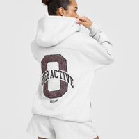 Foundations Oversized Hoodie With Large Printed Graphic | Light Grey Marl