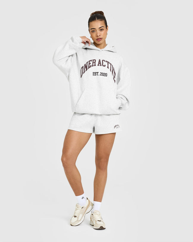 Foundations Oversized Hoodie With Large Printed Graphic | Light Grey Marl