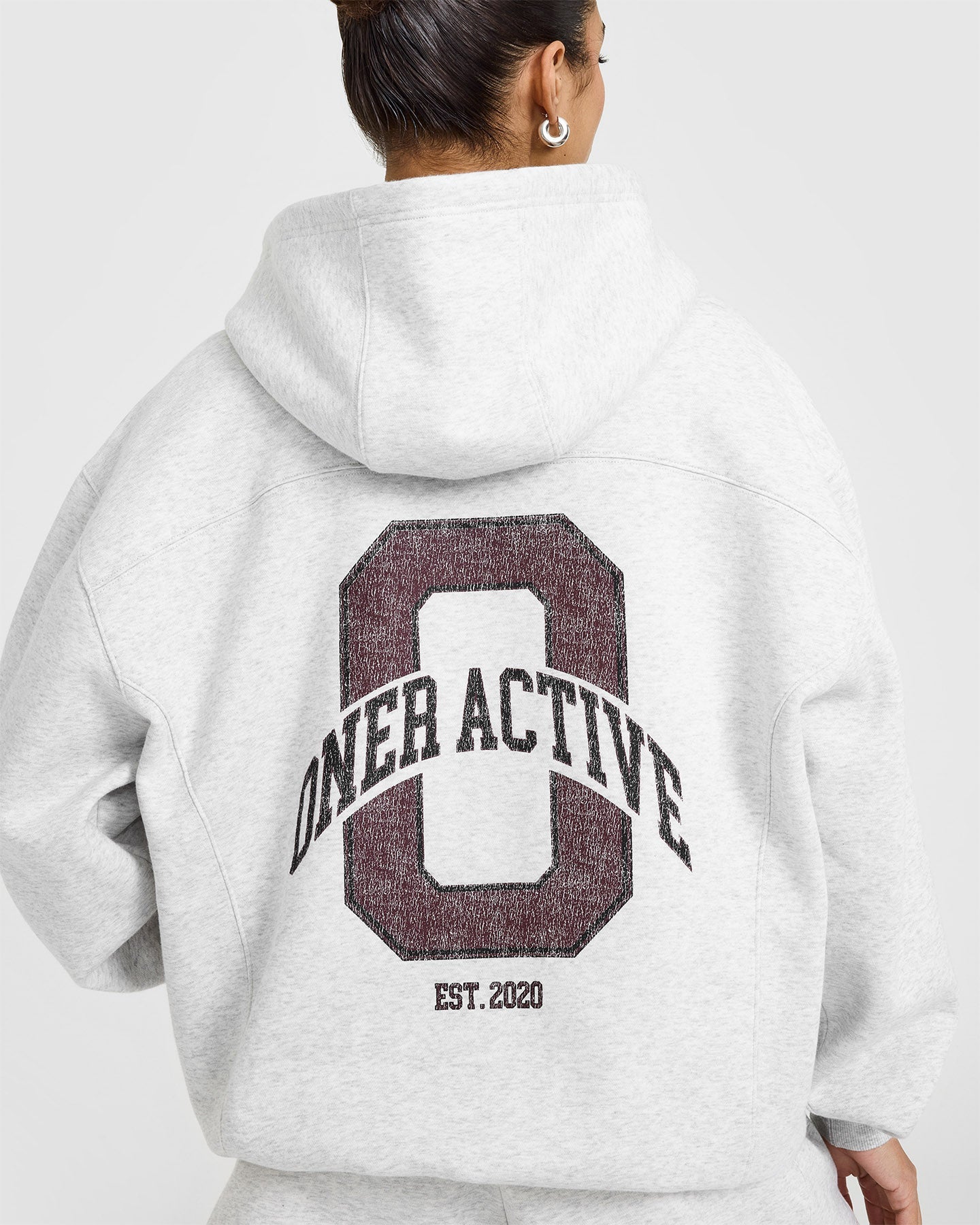 Foundations Oversized Hoodie With Large Printed Graphic | Light Grey Marl