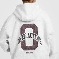 Foundations Oversized Hoodie With Large Printed Graphic | Light Grey Marl