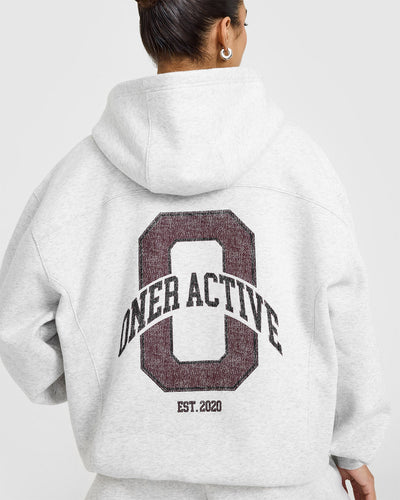 Foundations Oversized Hoodie With Large Printed Graphic | Light Grey Marl