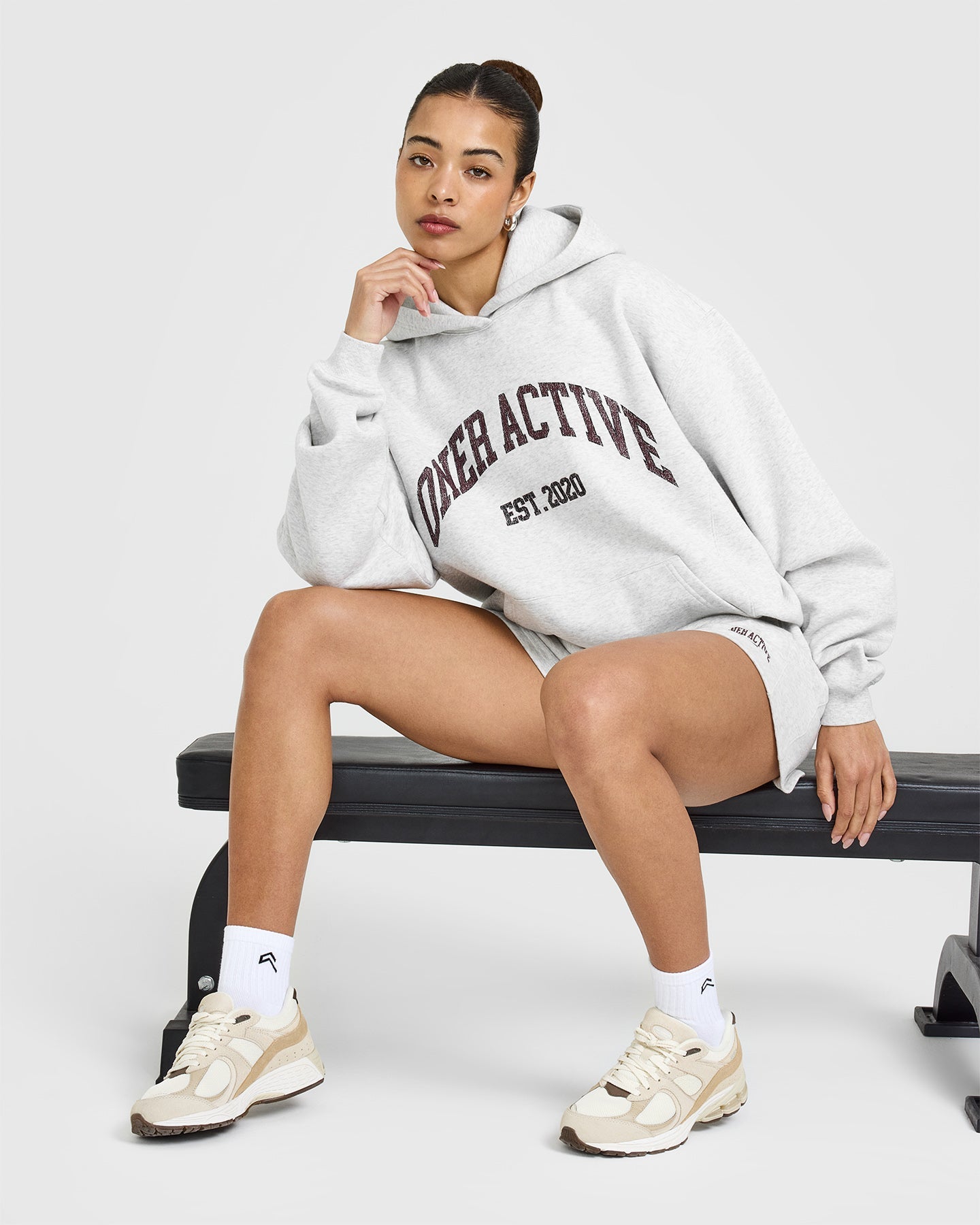 Foundations Oversized Hoodie With Large Printed Graphic | Light Grey Marl