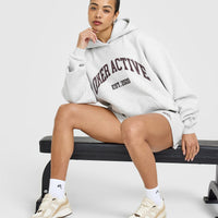 Foundations Oversized Hoodie With Large Printed Graphic | Light Grey Marl