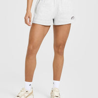 Foundations Oversized Shorts With Printed Graphic | Light Grey Marl