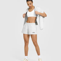 Foundations Oversized Shorts With Printed Graphic | Light Grey Marl
