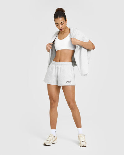 Foundations Oversized Shorts With Printed Graphic | Light Grey Marl