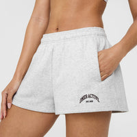 Foundations Oversized Shorts With Printed Graphic | Light Grey Marl