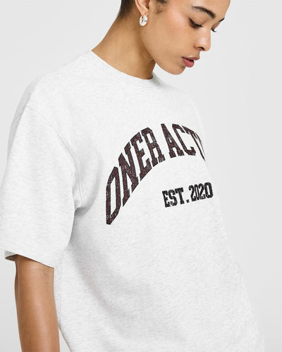 Oner Graphic Washed T-Shirt | Light Grey Marl