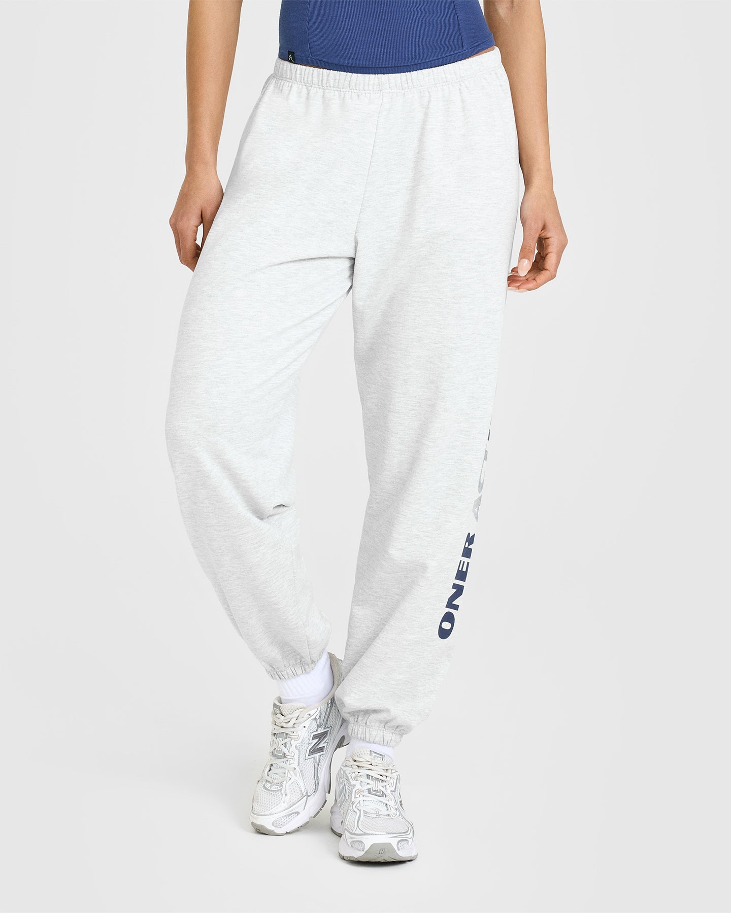 Lightweight Graphic Joggers | Light Grey Marl