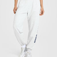 Lightweight Graphic Joggers | Light Grey Marl