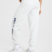 Lightweight Graphic Joggers | Light Grey Marl