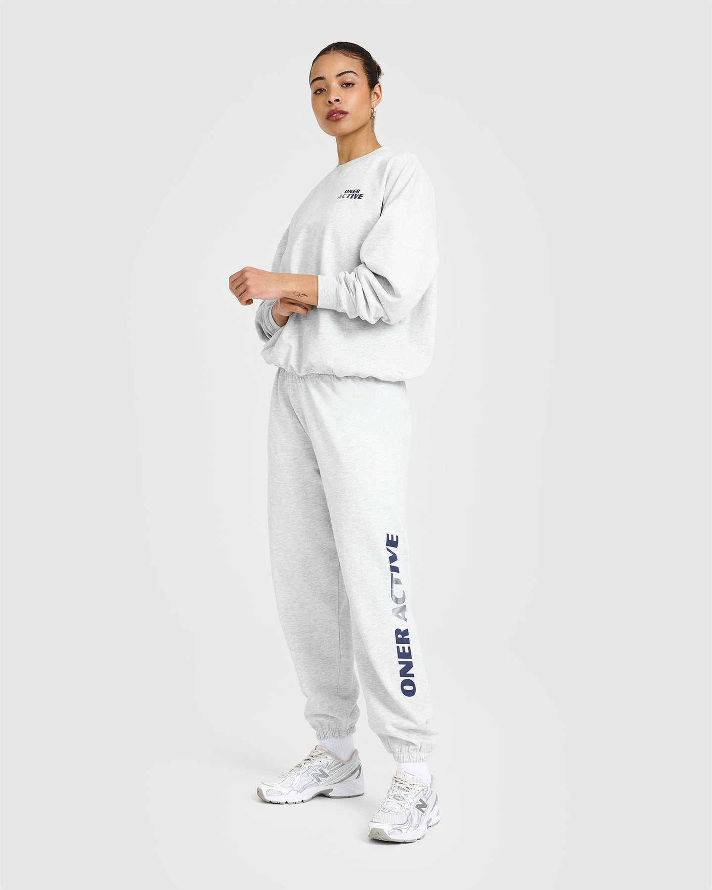 Lightweight Graphic Joggers | Light Grey Marl