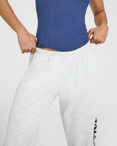 Lightweight Graphic Joggers | Light Grey Marl