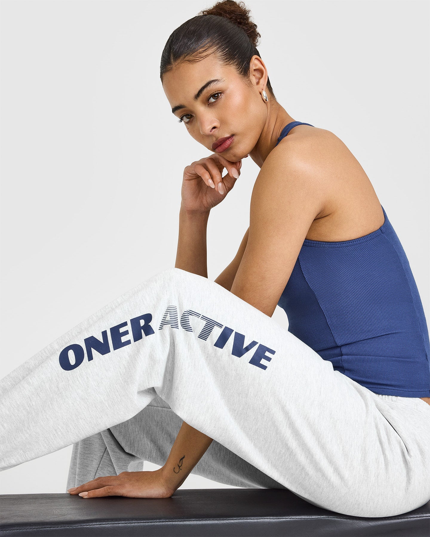 Lightweight Graphic Joggers | Light Grey Marl