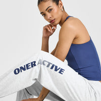 Lightweight Graphic Joggers | Light Grey Marl