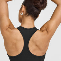 Mellowâ„¢ Rib Square Neck Mid Vest with Built in Bra Shelf | Soft Black