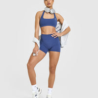 SoftMotion™ Shorts 6" with White Logo | Shadow Blue