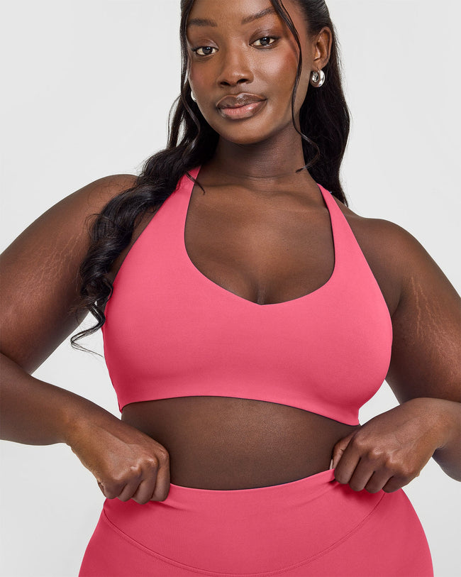 SoftMotion™ Bralette with White Logo | Dark Velvet Pink