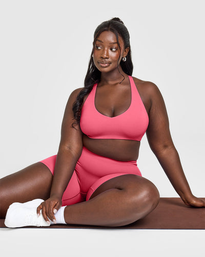 SoftMotion™ Bralette with White Logo | Dark Velvet Pink