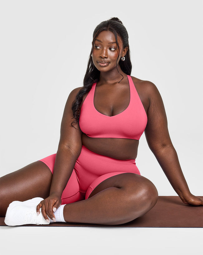 SoftMotion™ Bralette with White Logo | Dark Velvet Pink