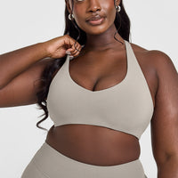 SoftMotion™ Bralette with White Logo | Warm Sand