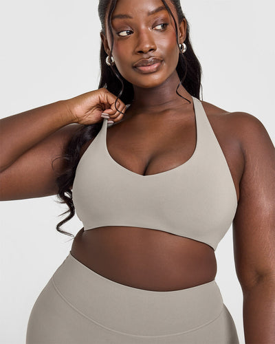 SoftMotion™ Bralette with White Logo | Warm Sand