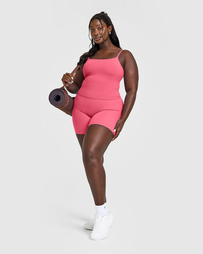 SoftMotion™ Strappy Mid Vest with Built in Bra Shelf | Dark Velvet Pink